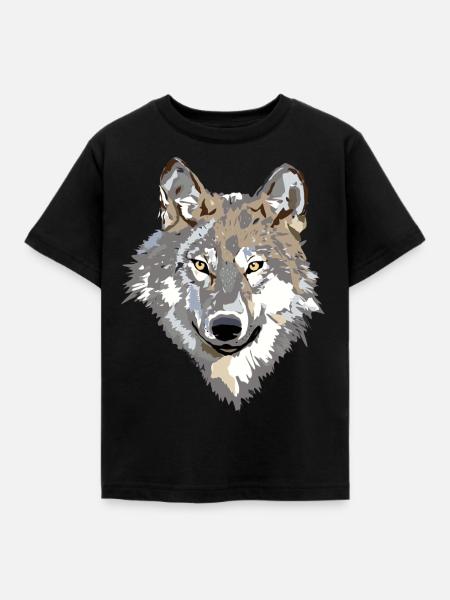Wolf - Kinder T-Shirt - Schwarz