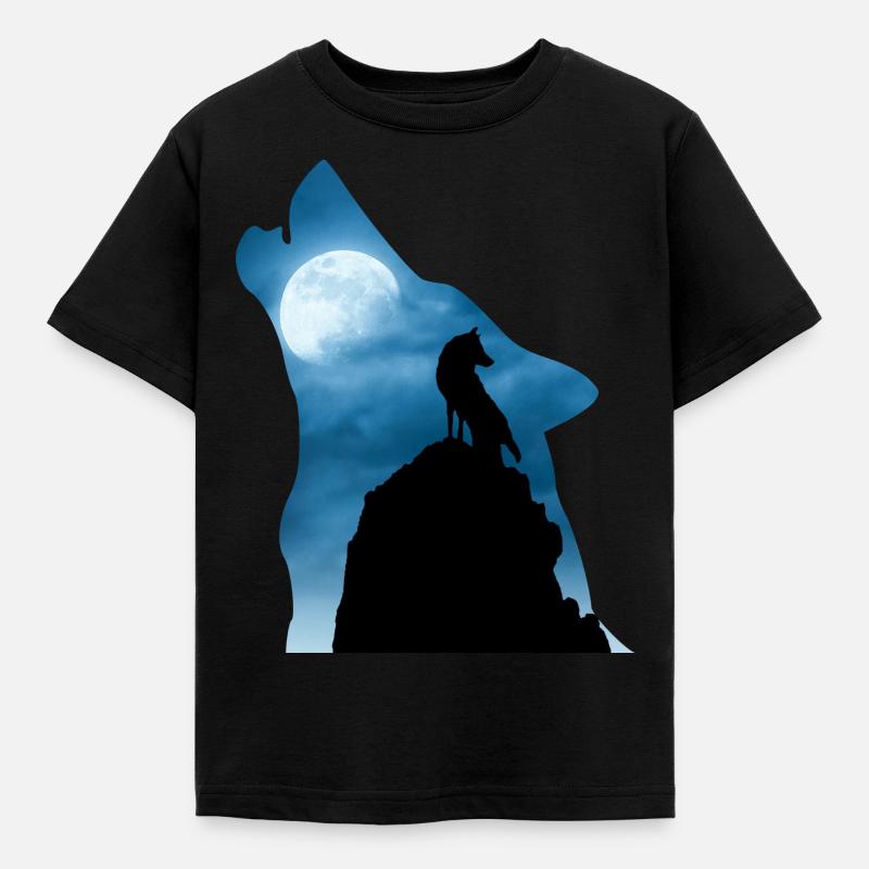 Cool Wolf T-Shirt, Gift idea - Kids' T-Shirt - black