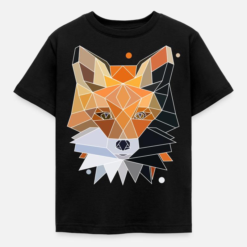 Fuchs Polygon Design - Kinder T-Shirt - Schwarz
