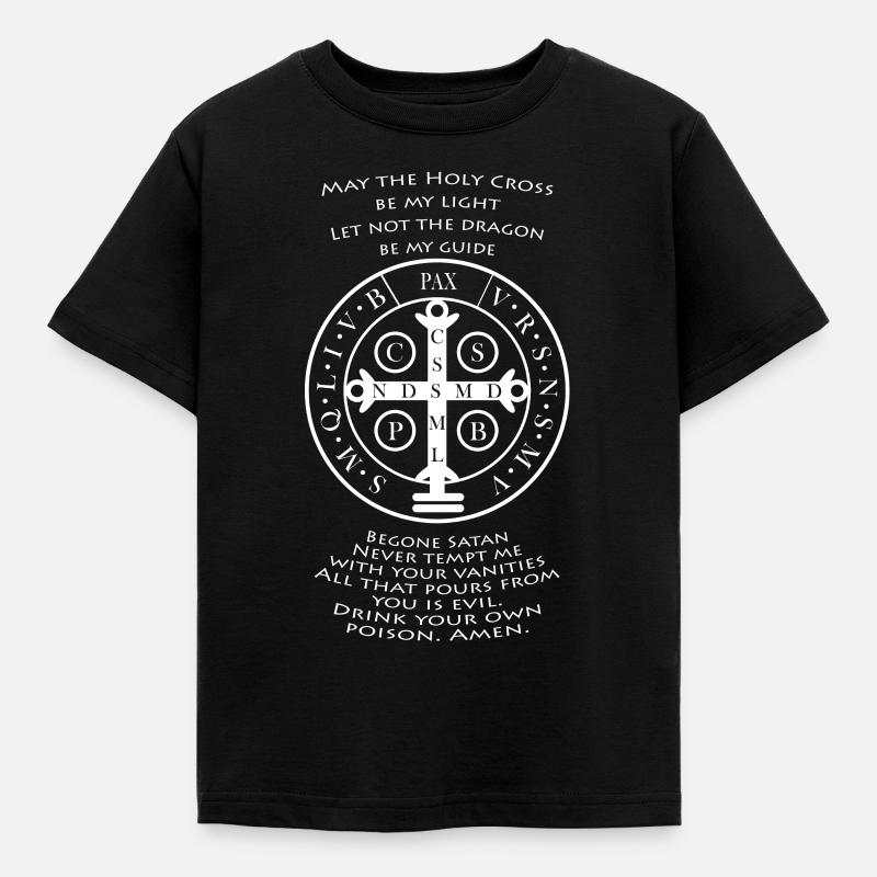 Médaille de saint Benoît avec prière - T-shirt Enfant - noir
