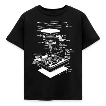 Retro Old school turntable white illustration - Kids' T-Shirt - black - Front - AI Model Kid Female (0cm)