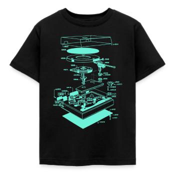 Rétro Old school Phonographe Illustration - T-shirt Enfant - noir - Devant - AI Model Kid Female (0cm)