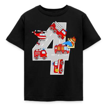 4 Jahre Geburtstag Feuerwehr Kinder Feuerwehrautos - Kinder T-Shirt - Schwarz - Vorne - AI Model Kid Female (0cm)