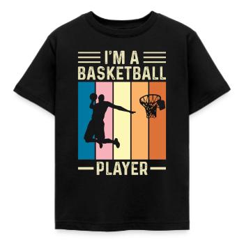 Vintage Basketball Player Basketball Player Streetball - Kids' T-Shirt - black - Front - AI Model Kid Female (0cm)