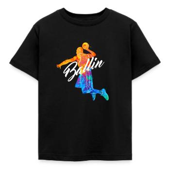 Ballin Basketball Player Basketball Player Streetball - Kids' T-Shirt - black - Front - AI Model Kid Female (0cm)
