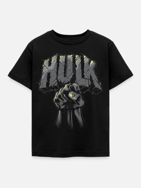 Avengers Hulk Schriftzug Mit Faust - Kinder T-Shirt - Schwarz