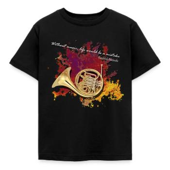Waldhorn Horn Instrument French horn - Kinder T-Shirt - Schwarz - Vorne - AI Model Kid Female (0cm)