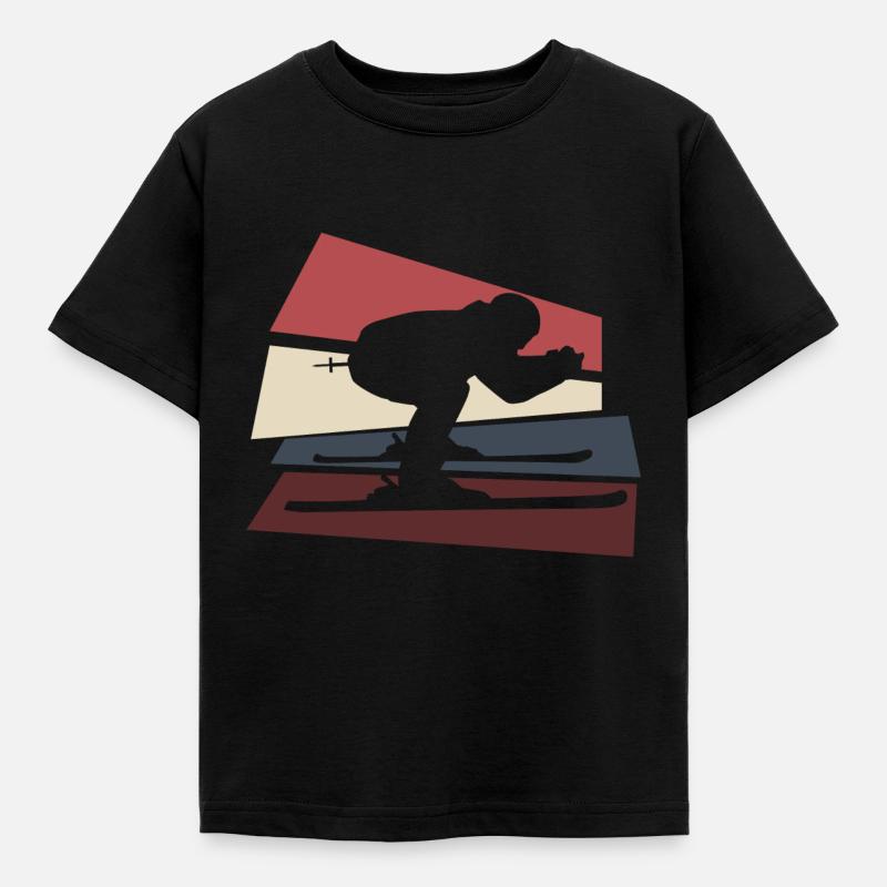 Skiing Retro - Kids' T-Shirt - black