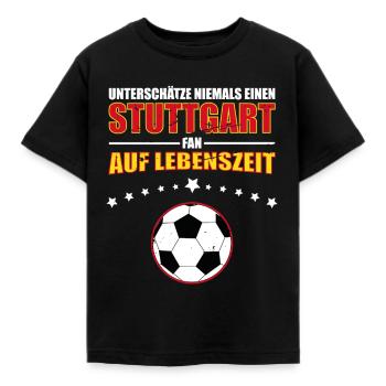Unterschätze niemals eine Stuttgart Fan auf... - Kinder T-Shirt - Schwarz - Vorne - AI Model Kid Female (0cm)