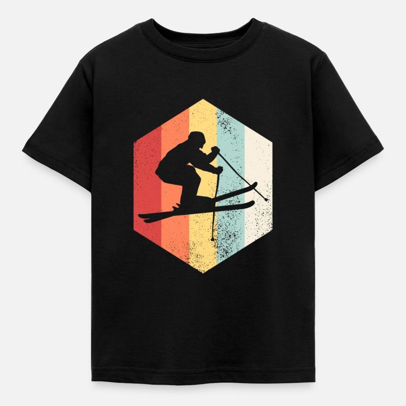 retro ski ski - Kids' T-Shirt - black