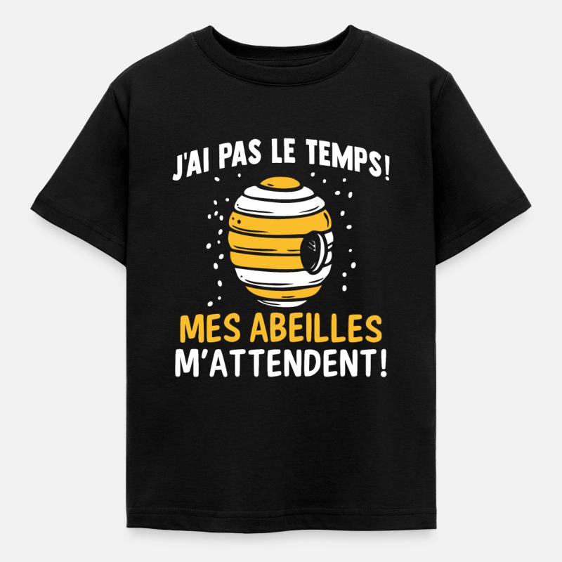 j'ai pas le temps mes abeilles m'attendent ! - T-shirt Enfant - noir