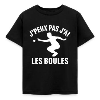 J'peux pas j'ai les boules humour de pétanque - T-shirt Enfant - noir - Devant - AI Model Kid Female (0cm)