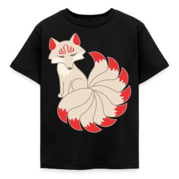 Kitsune Renard - T-shirt Enfant - noir - Devant - AI Model Kid Female (0cm)