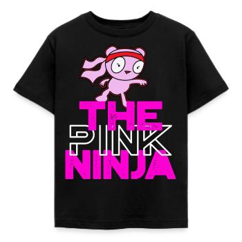 The Pink Ninja White Logo - Kids' T-Shirt - black - Front - AI Model Kid Female (0cm)