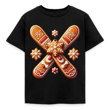 Ski Plätzchen Lebkuchen Weihnachten Skipiste - Kinder T-Shirt - Schwarz - Vorne - AI Model Kid Female (0cm)