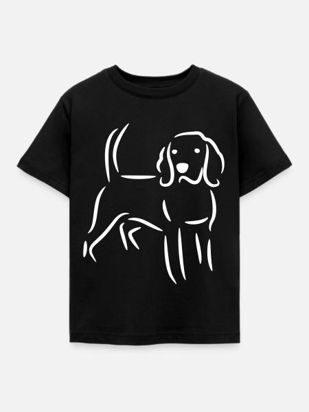 Beagle Zeichnung in weiß - Kinder T-Shirt - Schwarz