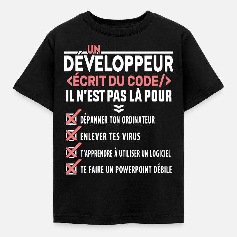 Un Développeur Écrit du Code Cadeau - T-shirt Enfant - noir