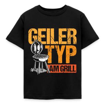 Grillen Bbq Geiler Typ am Grill - Kinder T-Shirt - Schwarz - Vorne - AI Model Kid Female (0cm)