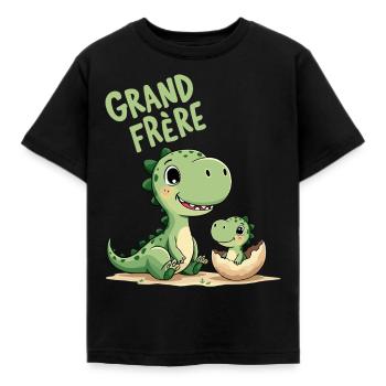 Grand frère dinosaure enfin plus enfant unique - T-shirt Enfant - noir - Devant - AI Model Kid Female (0cm)