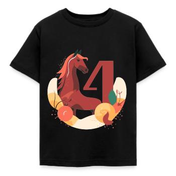 4.Geburtstag Pferd - Kinder T-Shirt - Schwarz - Vorne - AI Model Kid Female (0cm)