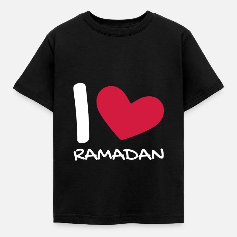 Ich liebe Ramadan Geschenk Herz - Kinder T-Shirt - Schwarz