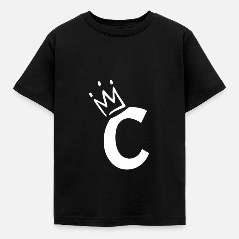 Buchstabe C mit Krone - Kinder T-Shirt - Schwarz