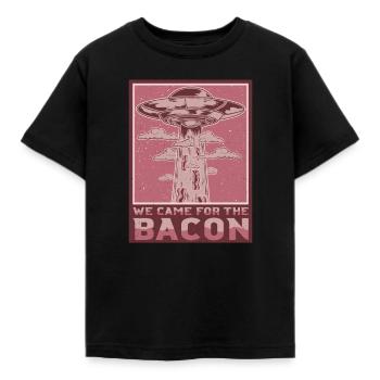 Alien Ufo Abduction Funny We Came For Bacon Gift - Kinder T-Shirt - Schwarz - Vorne - AI Model Kid Female (0cm)