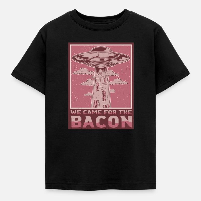 Alien Ufo Abduction Funny We Came For Bacon Gift - Kinder T-Shirt - Schwarz