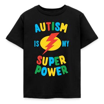 Autismus ist meine Superkraft Multi - Kinder T-Shirt - Schwarz - Vorne - AI Model Kid Female (0cm)