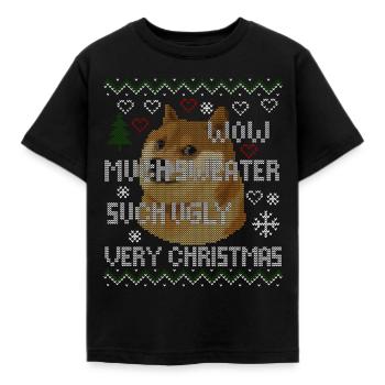 Doge Meme Ugly Christmas Pullover Sweater Hoodie - Kinder T-Shirt - Schwarz - Vorne - AI Model Kid Female (0cm)