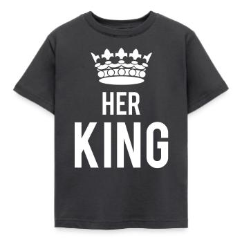 Her King - Kids' T-Shirt - dark grey - Front - AI Model Kid Female (0cm)