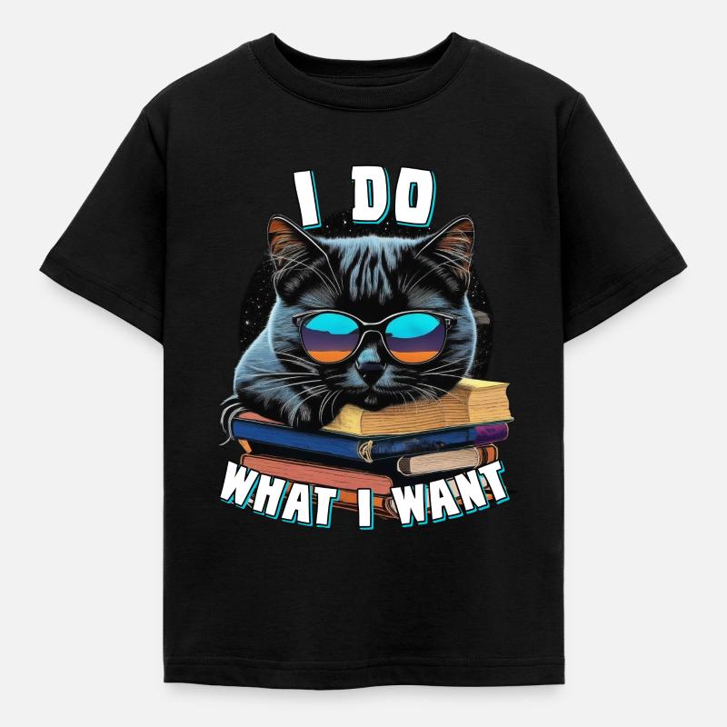 Je fais ce que je veux chat - T-shirt Enfant - noir