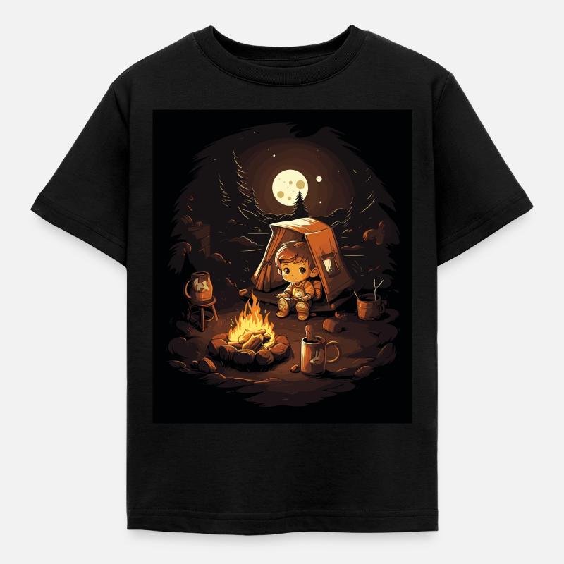 Zeltendes Kind - Kinder T-Shirt - Schwarz
