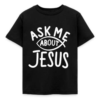 Interroge-moi sur Jésus Chrétien - T-shirt Enfant - noir - Devant - AI Model Kid Female (0cm)