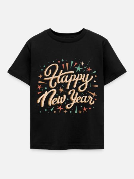 Retro Frohes Neues Jahr 2024 - Kinder T-Shirt - Schwarz