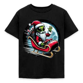 Deep Space Santa Alien - Kinder T-Shirt - Schwarz - Vorne - AI Model Kid Female (0cm)