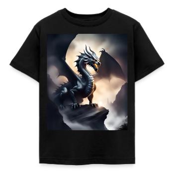 dragon de l’ombre sombre - T-shirt Enfant - noir - Devant - AI Model Kid Female (0cm)