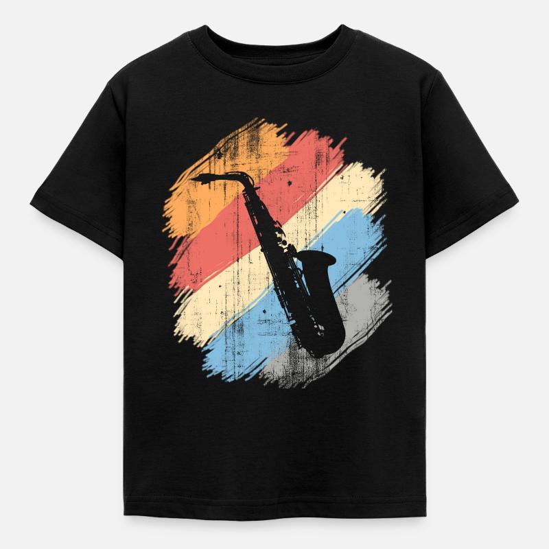 Saxophon - Kinder T-Shirt - Schwarz