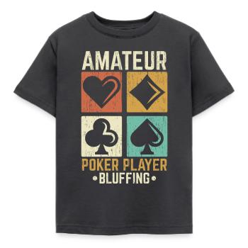 Les joueurs de poker amateurs bluffent dans les jeux de casino - T-shirt Enfant - charbon - Devant - AI Model Kid Female (0cm)