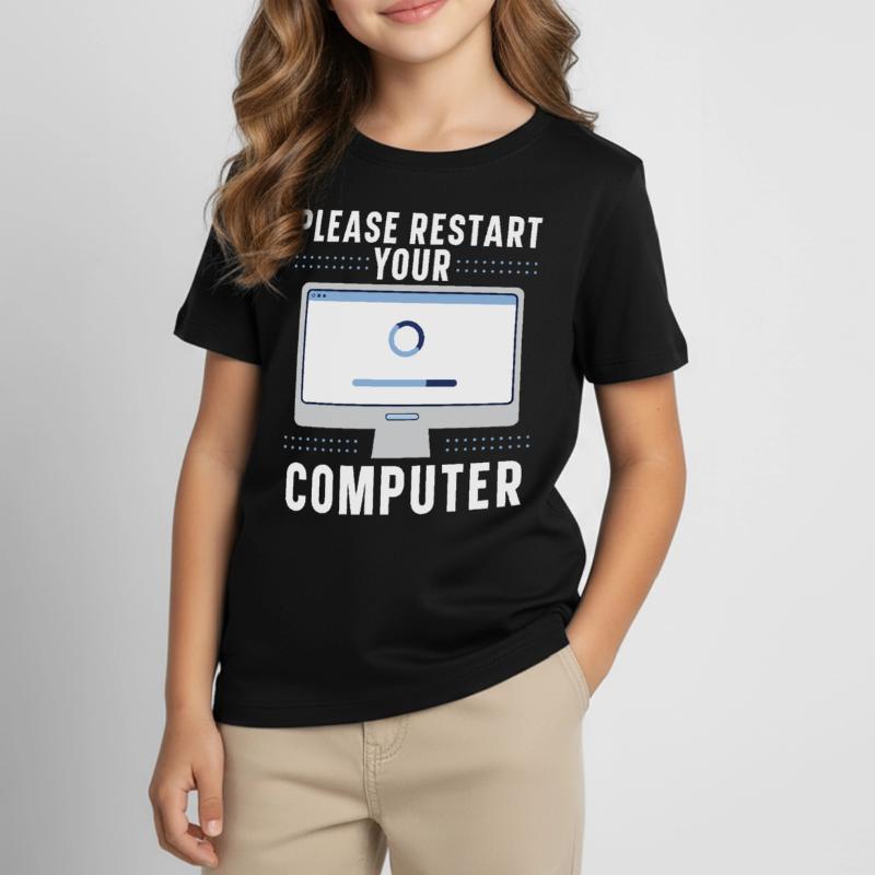 Please Restart Your Computer Coding Tech Support Kids' T-Shirt