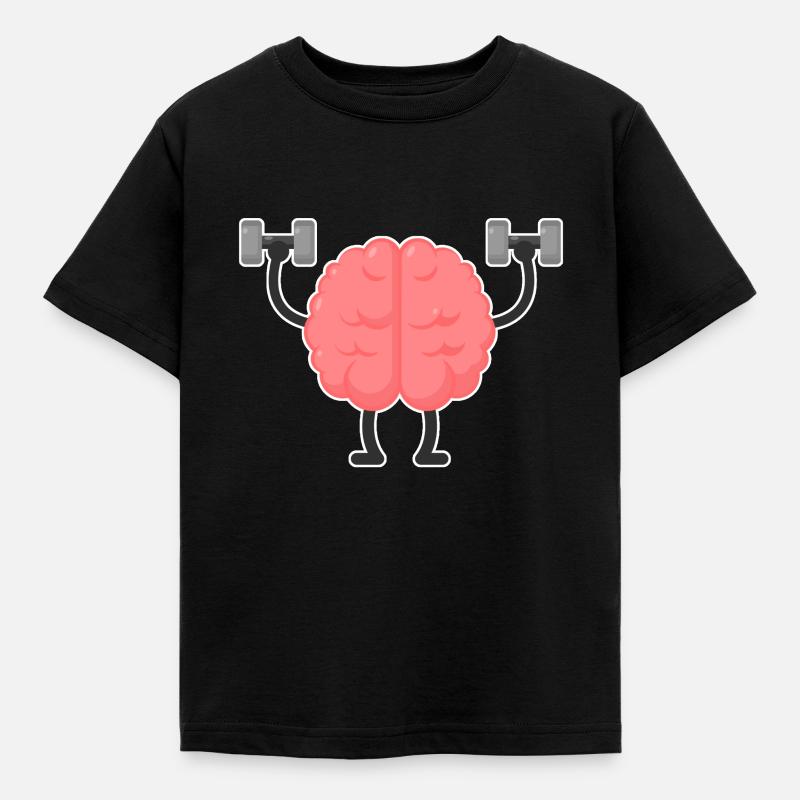 Brain brain sport thinking drawing - Kids' T-Shirt - black