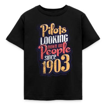 pilot - Kids' T-Shirt - black - Front - AI Model Kid Female (0cm)