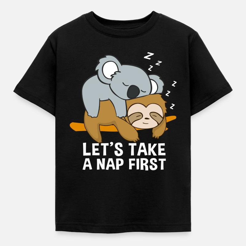 Sloth koala sleeping late riser cute loafers - Kids' T-Shirt - black