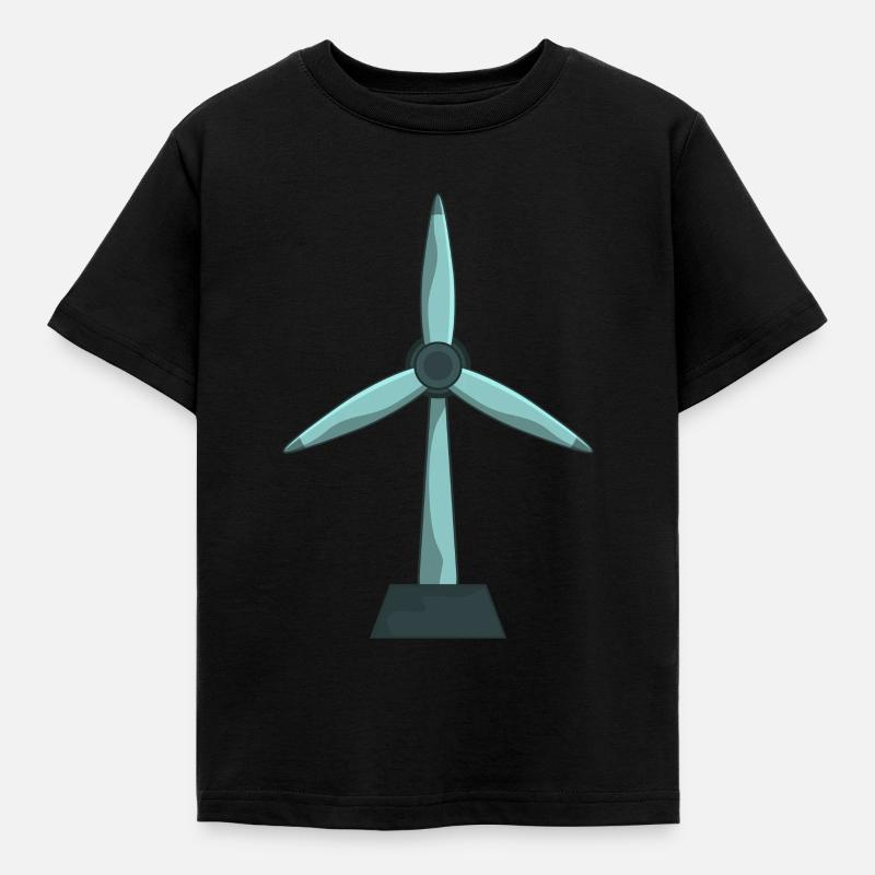 Windrad Windenergie Klimaschutz - Kinder T-Shirt - Schwarz
