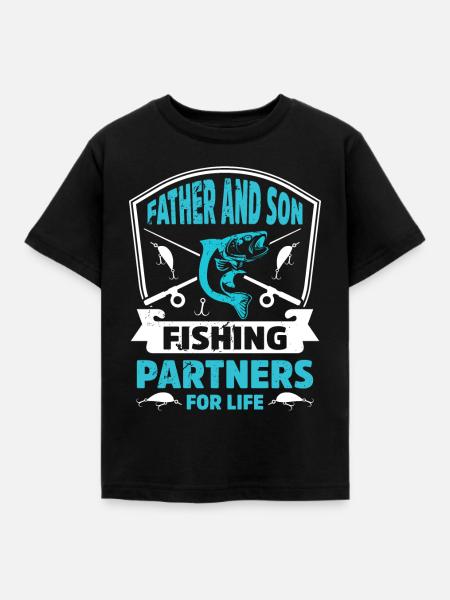 Father Son Fishing - Kids' T-Shirt - black