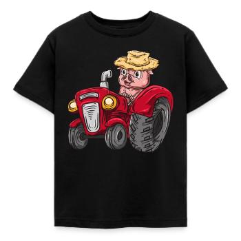 Tracteur porcine agriculteur - T-shirt Enfant - noir - Devant - AI Model Kid Female (0cm)
