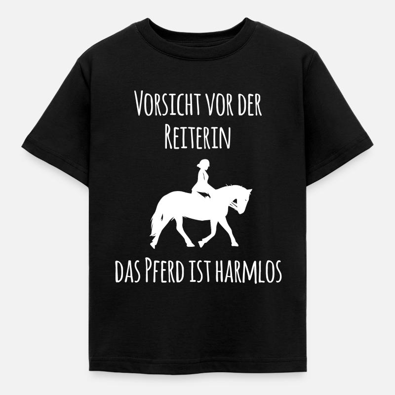 VORSICHT VOR DER REITERIN DAS PFERD IST HARMLOS - Kinder T-Shirt - Schwarz