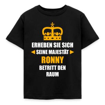RONNY Vorname Name Spruch Lustig Majestät - Kinder T-Shirt - Schwarz - Vorne - AI Model Kid Female (0cm)