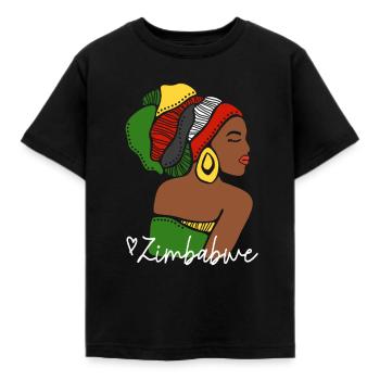 Zimbabwe Zim Simbabwe Afrika Flagge Black Heritage - Kinder T-Shirt - Schwarz - Vorne - AI Model Kid Female (0cm)