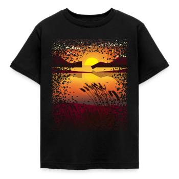 Mosaïque d’eau au coucher du soleil - T-shirt Enfant - noir - Devant - AI Model Kid Female (0cm)